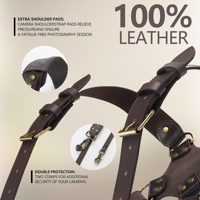 Thumbnail 3 de 4J LEDR Sangle double caméra en cuir