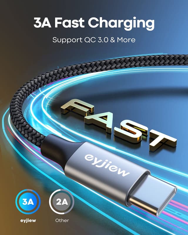 Detalle 2 de eyjiew USB-C Kabel (1 m, 3er-Set) – USB-A auf USB-C Schnellladekabel bis 3 A