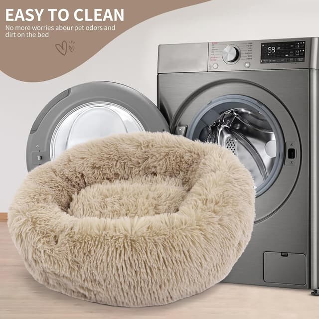 Thumbnail 6 de BVAGSS Anxiety Dog Bed – Round Plush Donut Bed (40 cm), Light Brown