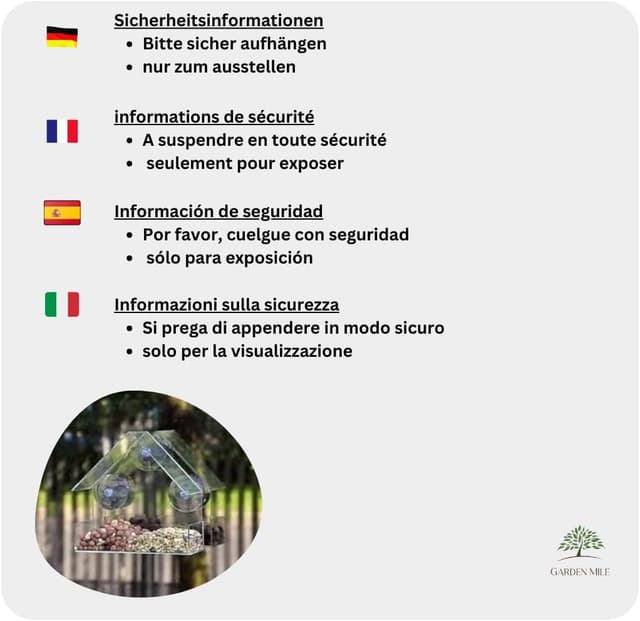 Thumbnail 1 de Garden Mile Window Bird Feeder