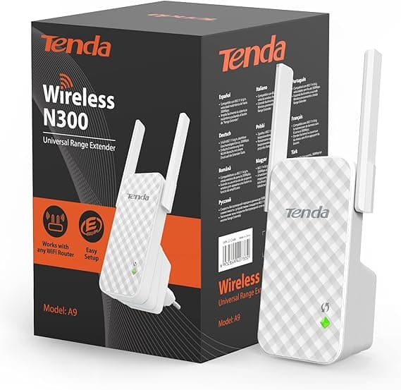 Imagen de Tenda A9 N300 Repetidor WiFi Extensor, Cobertura 200m en OfertitasTOP