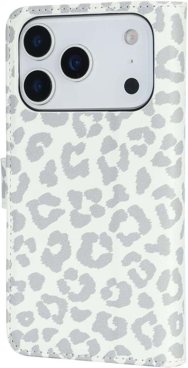 Thumbnail 5 de Zouzt PU leather wallet case for iPhone 17 Pro (6.3 inch) with card slots, cash pocket & kickstand (White Leopard)