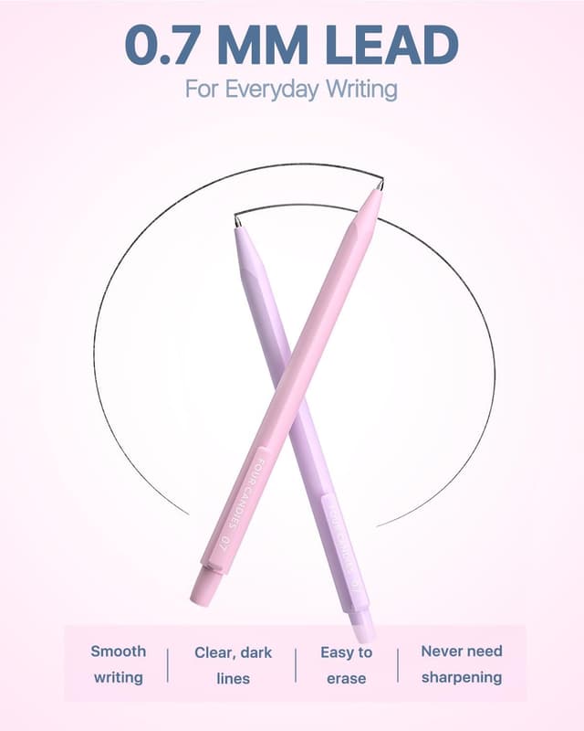 Thumbnail 6 de Four Candies 0.7mm Mechanical Pencils (HB & 2B) with Pastel Eraser Set – 16-count value pack