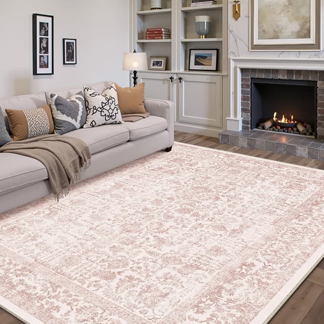 Detalle 2 de HUGEAR Vintage Pink Low Pile Washable Non-Slip Area Rug 180x270cm