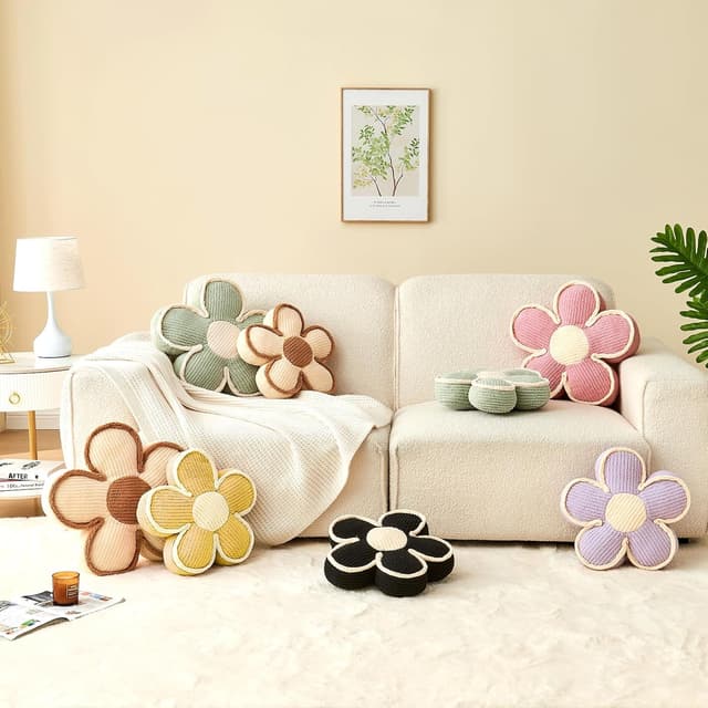 Thumbnail 5 de Mepherl Black Flower Shaped Pillow 13.7" Flower Throw Pillow 🟡🎯?