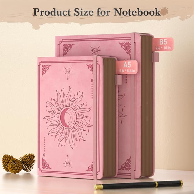 Detalle 2 de Smarpau Notizbuch B5 Hardcover mit 100-g/m² linierten Seiten, 366 Seiten (rosa)