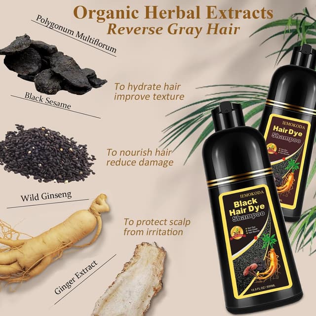 Detalle de Chestnut Brown Hair Dye Shampoo 3-in-1 (Instant, Long-Lasting) — Gray Coverage for Men & Women