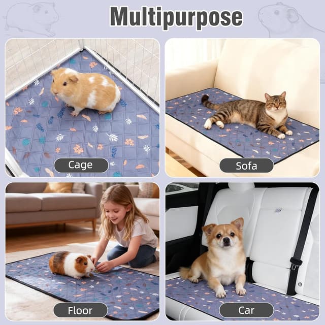 Thumbnail 6 de HOZKUY 2-Pack Guinea Pig Cage Liners & Bedding (28" x 36") – fast-absorbing, washable pee pads with non-slip base