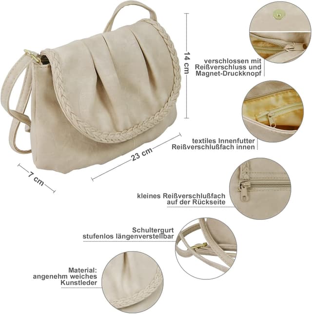 Thumbnail 2 de JENNIFER JONES Kleine elegante Damen Umhängetasche 23 cm