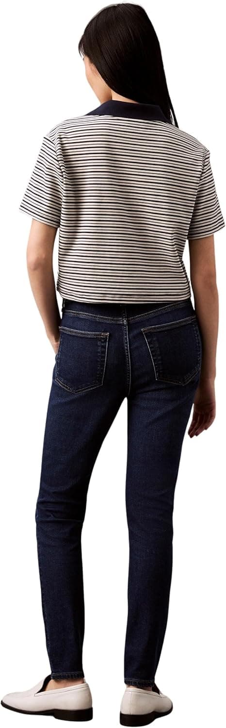 Detalle de Calvin Klein Donna Jeans Skinny Blue Orbit, vita media
