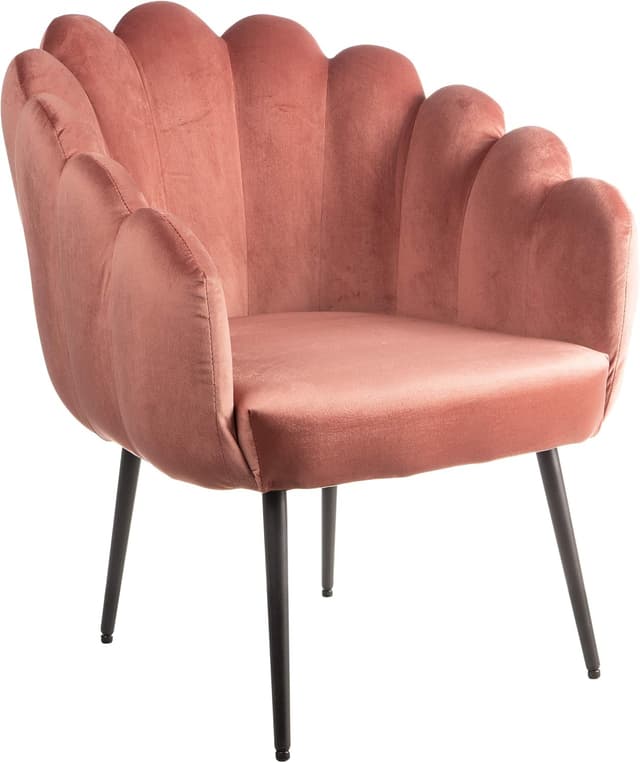 Thumbnail 6 de Baroni Home MONTEMAGGI poltroncina imbottita in velluto tortora con schienale a conchiglia