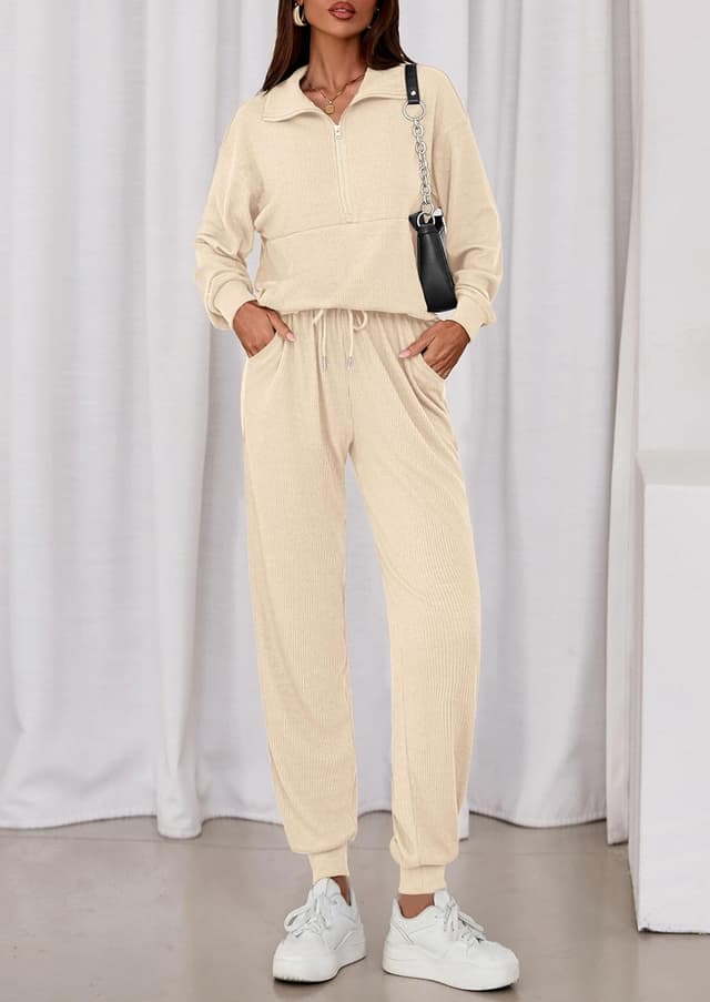 Thumbnail 6 de PRETTYGARDEN Women’s Fall 2-Piece Lounge Set (Half-Zip Sweatshirt + Drawstring Joggers)