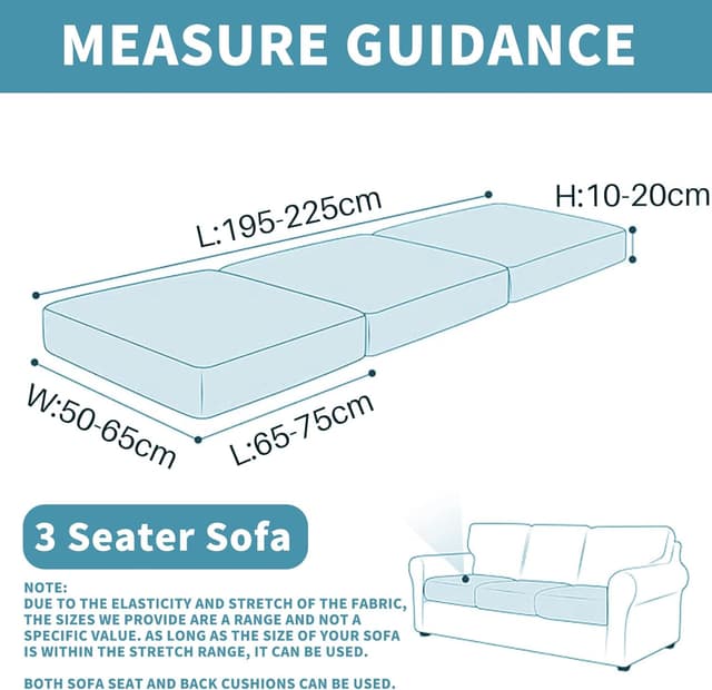 Detalle de YSTELLAA Copriseduta Divano Elasticizzato 1 posto (3 pezzi) antiscivolo, grigio scuro