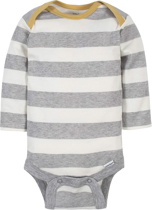 Detalle de Gerber Neonati – Confezione da 6 tutine a maniche lunghe, blu dinosauro (neonato)