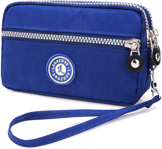 Detalle de LassZone 3-Compartment Nylon Wristlet Wallet Clutch for Mobile Phone, Cards and Cash