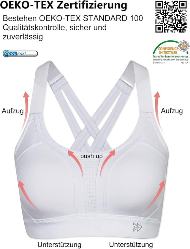 Thumbnail 6 de Yvette Sport Sport-BH mit starkem Halt, verstellbaren Trägern & gekreuztem Rücken (Große Größen)