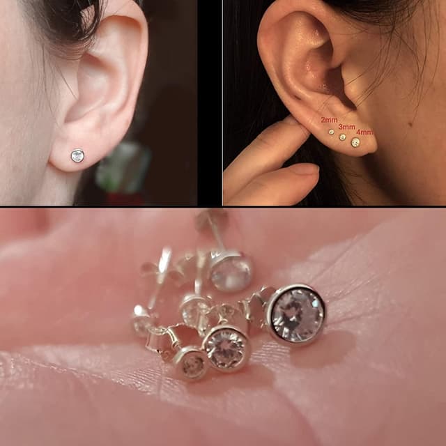 Detalle 1 de Kleine Silber Ohrstecker 925 CZ