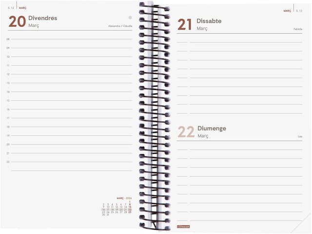 Detalle 2 de Finocam Agenda Espiral 2026 1 Día Página Burdeos