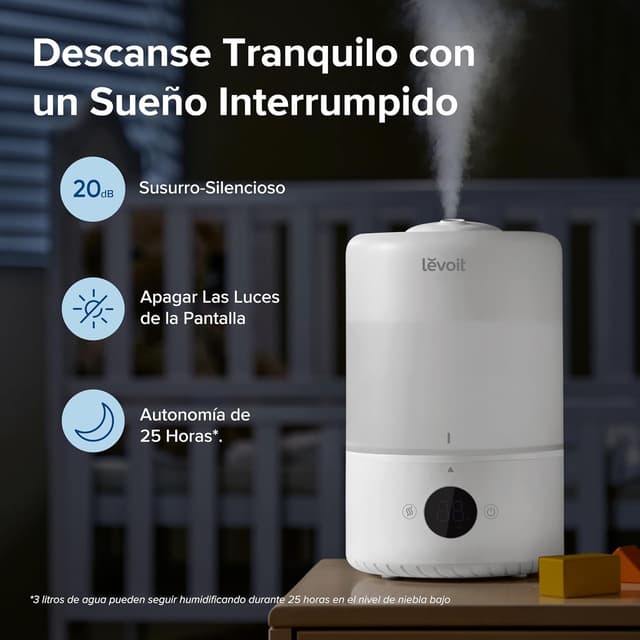Detalle de LEVOIT Humidificador Inteligente 3L Niebla Fría