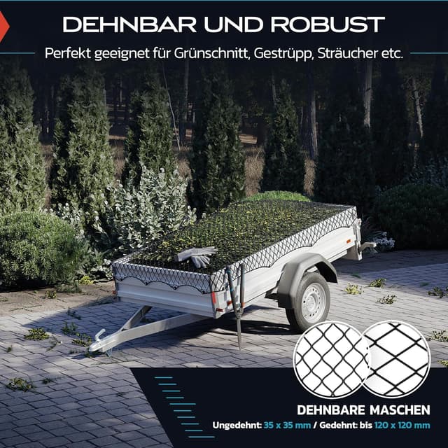 Detalle 2 de TRIBURG Anhängernetz Dehnbar 1,5x2,7 m bis 2,5x3,5 m