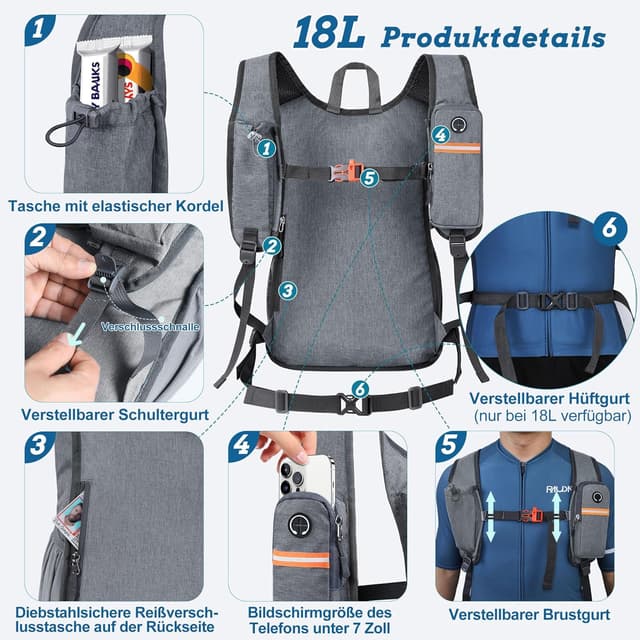 Detalle 2 de BECOJADDE 18L Wanderrucksack