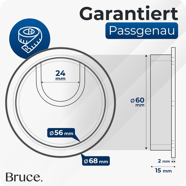 Detalle 2 de Bruce. Kabeldurchführung Ø60 mm aus Metall für Schreibtisch & Möbel mit Bürsten- und Gummieinsatz (Edelstahloptik)