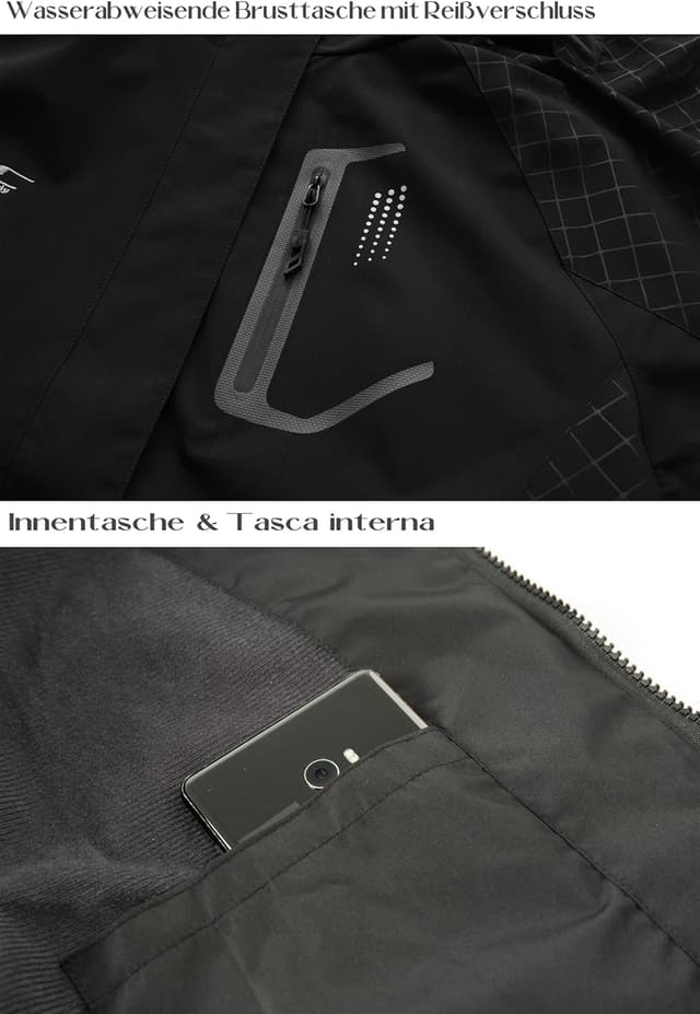 Detalle de DCmount Regenjacke Damen wasserdicht mit abnehmbarer Kapuze – Softshell-Übergangsjacke fürs Outdoor-Training