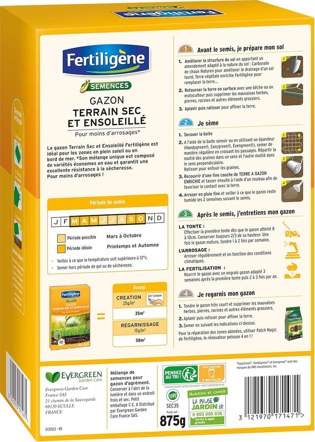 Detalle 2 de FERTILIGÈNE Semences Gazon Sec Ensoleillé 875 g