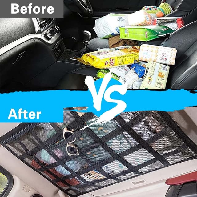 Detalle de KMFCSHS 2023 Improved Car Storage Nets – Adjustable SUV roof cargo net organiser for long trips & camping