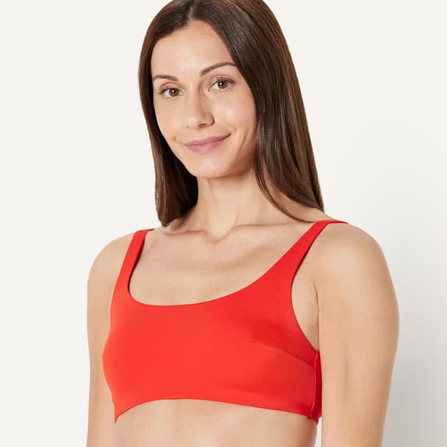 Detalle de Haut de bikini à col carré Amazon Essentials Femme, avec coussinets amovibles