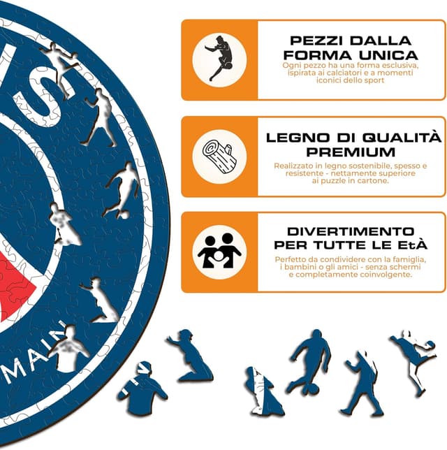 Detalle de Puzzle in legno Iconic Puzzles PSG Logo, prodotto ufficiale, 500 pezzi (taglia L)