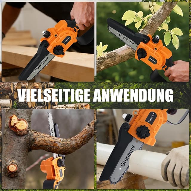 Thumbnail 6 de Grenintol Mini Motosega a Batteria 6" 6000mAh, 1000W per giardino 🪚