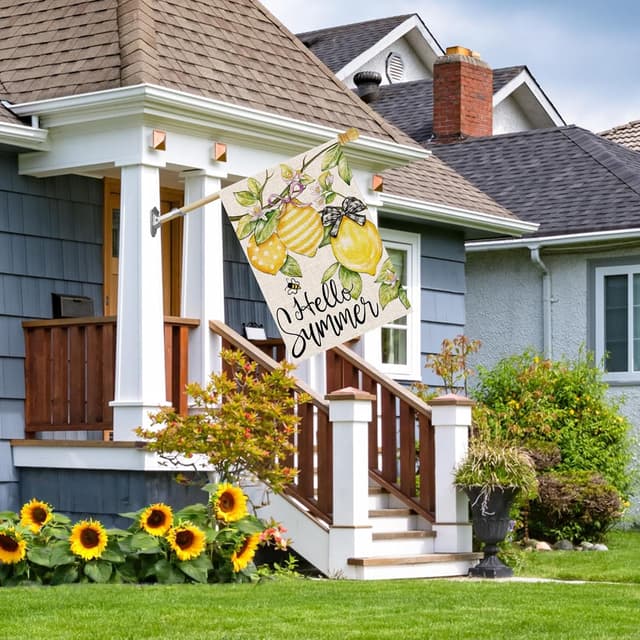 Thumbnail 2 de FUYUCHEN Hello Summer House Flag 28x40 inch outdoor garden flag 🏡