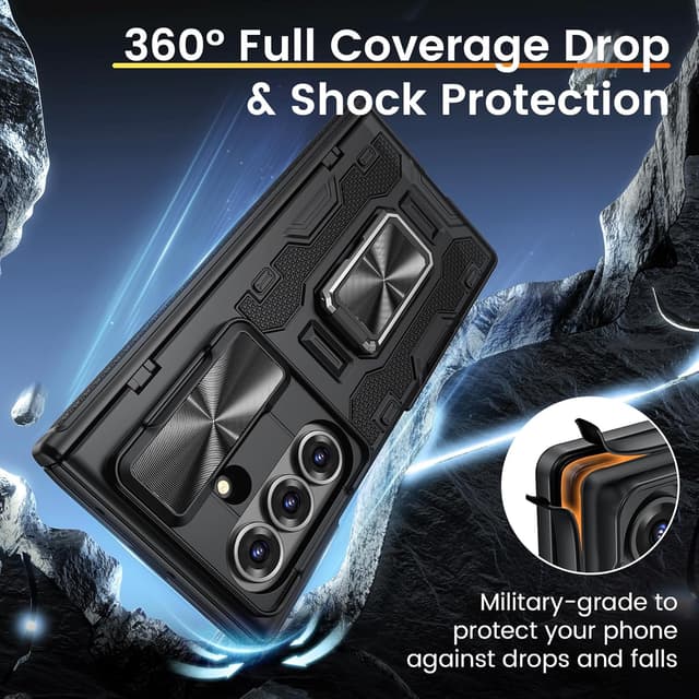 Thumbnail 6 de VEGO for Galaxy Z Fold 7 Case (Slide Camera Cover + Built-In Screen Protector, 360° Kickstand) - Black