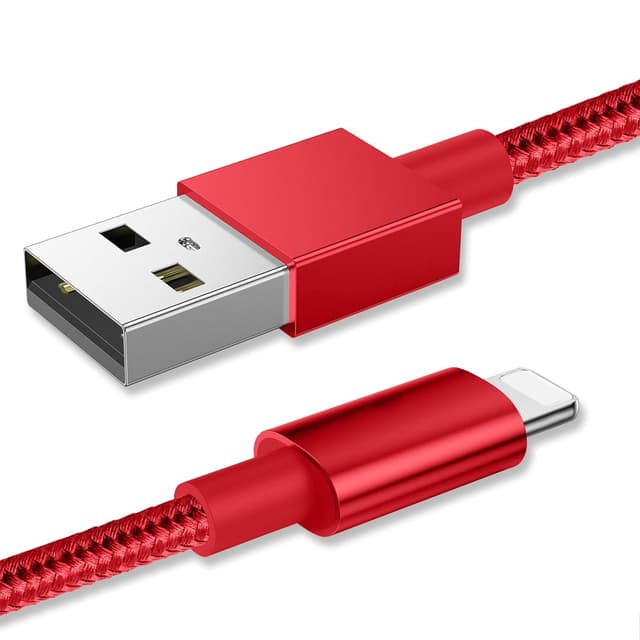 Detalle de TECHTRENCH USB Charger Cable (2m) – Nylon braided Lightning to USB fast charge for iPhone 14/13/12 and more