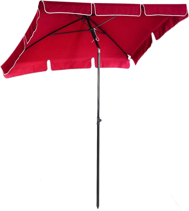 Detalle de Outsunny parasol de jardin rectangulaire droit inclinable en aluminium et polyester haute densité, 2 x 1,3 m rouge