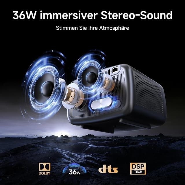 Detalle 2 de iSinbox JY821 4K Smart Beamer (1500 ANSI, HDR10+, Autofokus, 6D Keystone) für Netflix & Dolby Audio