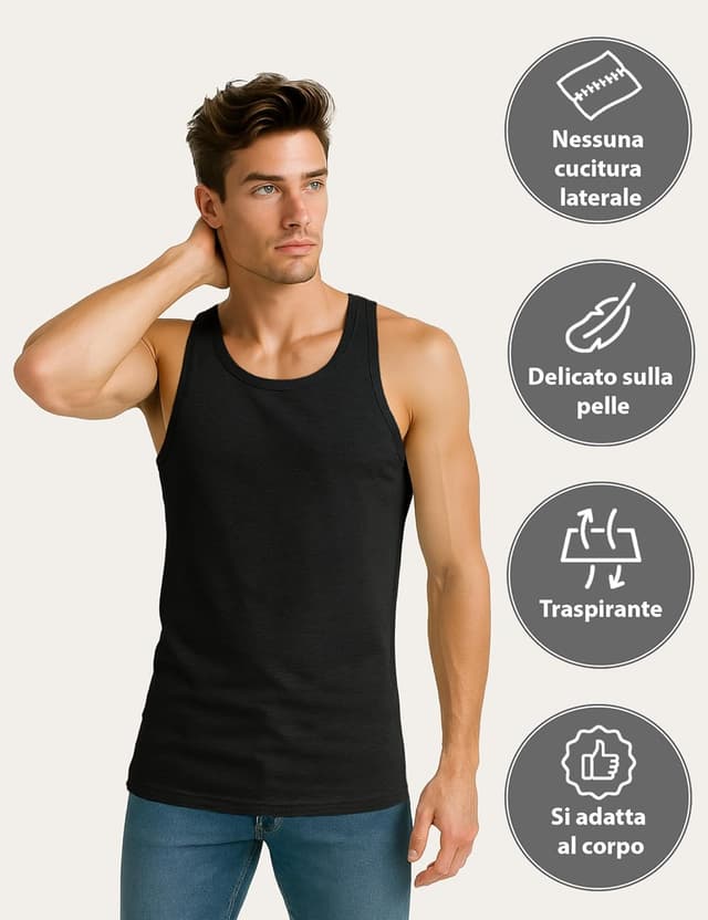 Detalle 2 de ALPIDEX confezione da 5 canotte da uomo in puro cotone