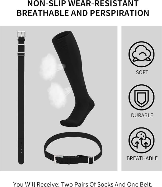 Thumbnail 1 de QBK Toddler Baseball Socks and Belt Combo 2 Pairs