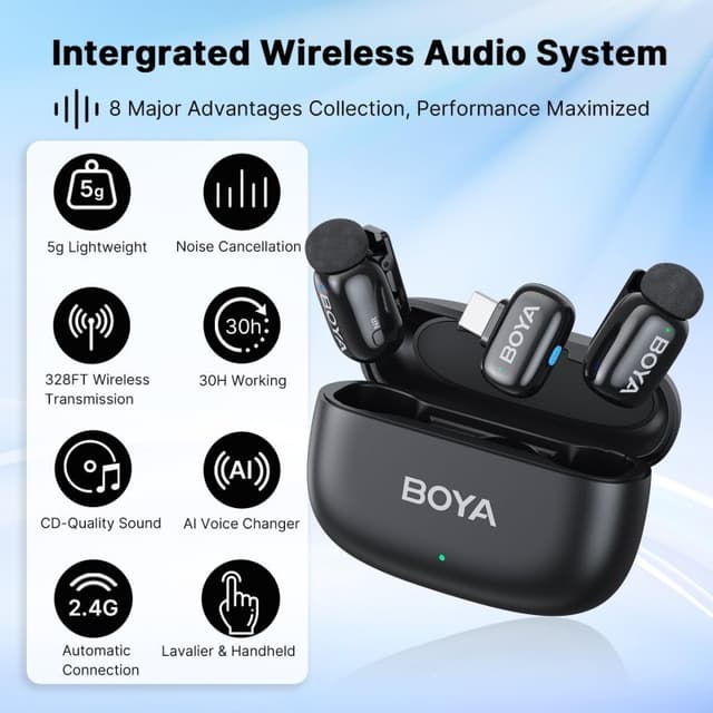 Detalle 2 de Boya Mini-14 Micrófono USB-C cancelación ruido 48 kHz