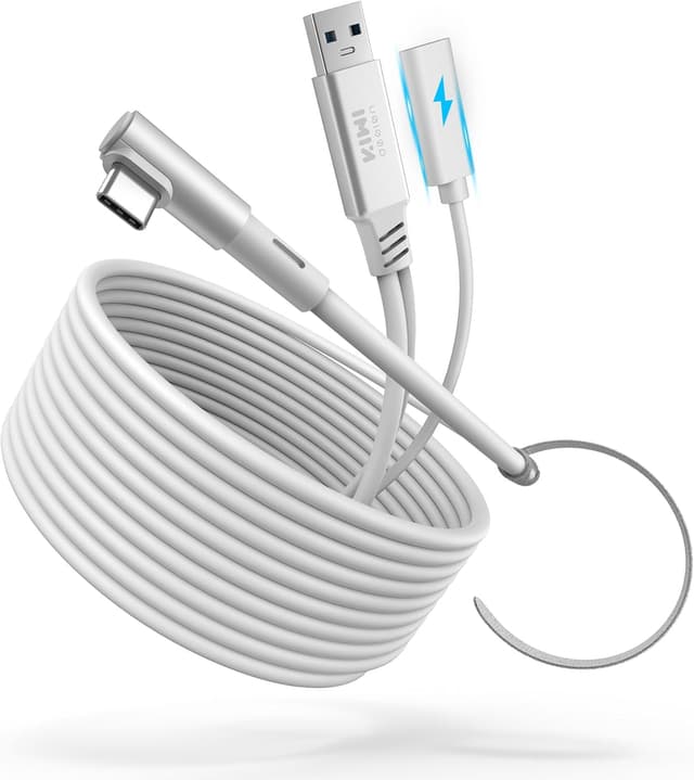 Detalle de KIWI design Cavo Link con ricarica 5 m, USB 3.0 a USB-C fino a 5 Gbps per Meta Quest 3/3s/2 e Pico 4