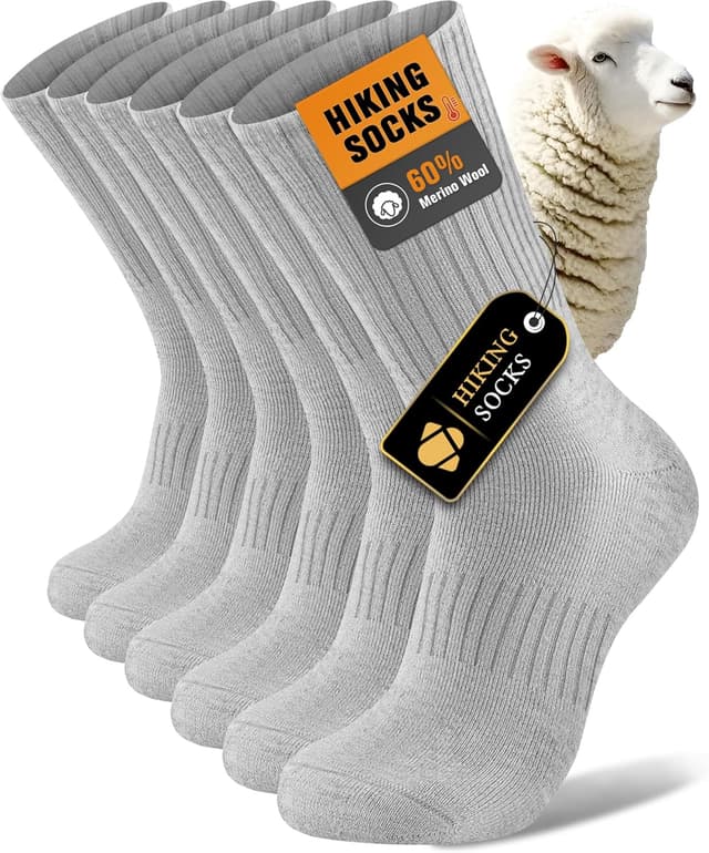 Detalle de SukModen Merino Wool Socks for Men (3 Pairs) – Thermal Winter Hiking Boot Socks