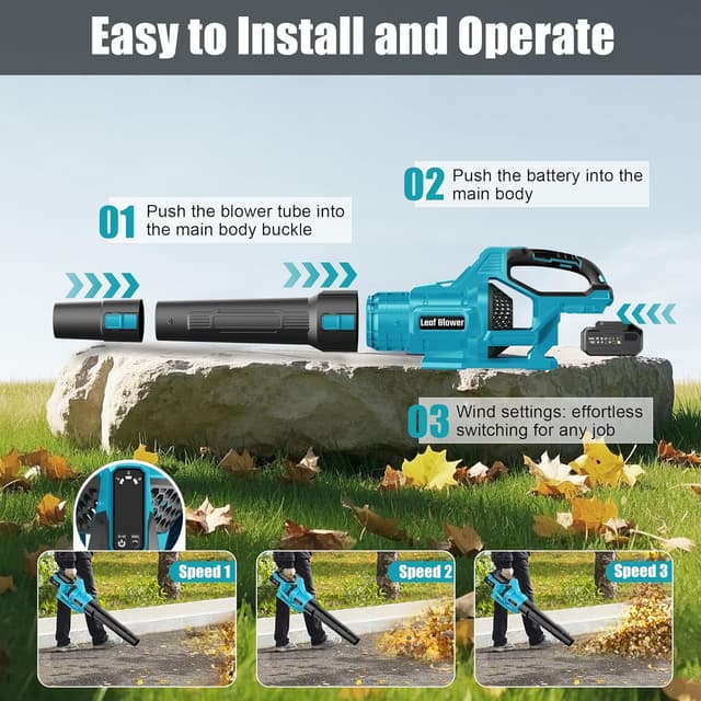 Detalle de LEIIKOO cordless leaf blower 21V 2x4.0Ah