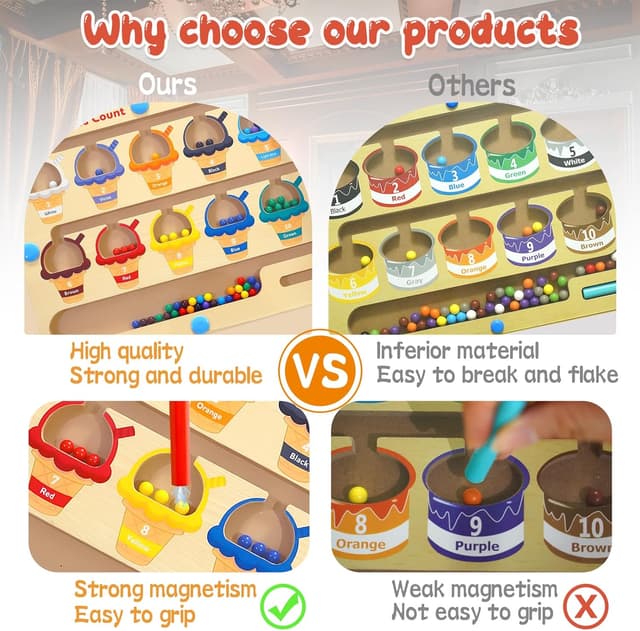 Detalle de Nawchedo Labyrinthe magnétique de couleurs et de chiffres (1 à 10) pour 3-5 ans