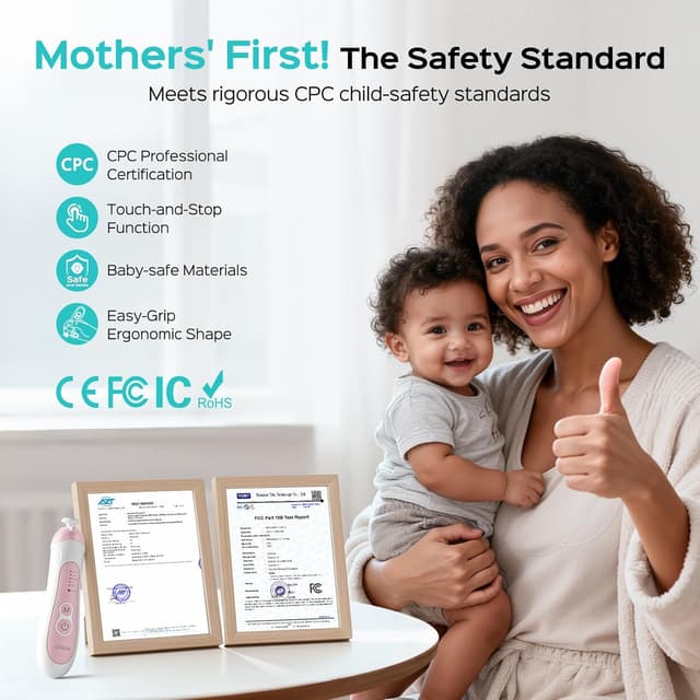 Detalle 2 de COSLUS C52 Rechargeable Baby Nail File (Cordless) with 5 Speeds, 6 Grinding Heads & LED Light - Pink