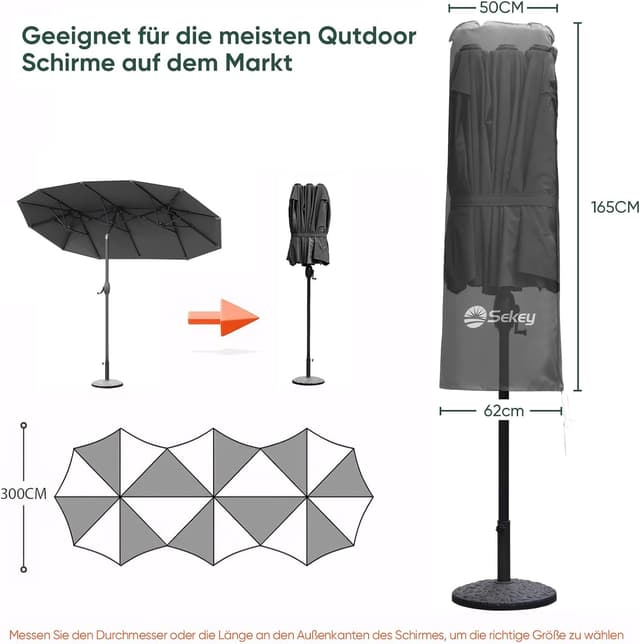Detalle 2 de Custodia doppio ombrello Sekey 165×50/62 cm