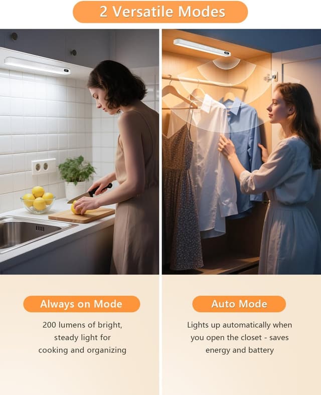 Detalle de WILLED Schrankbeleuchtung Unterbauleuchte für Küche & Schrank mit Bewegungsmelder, Fernbedienung, 3 Farbtemperaturen (4er-Set)