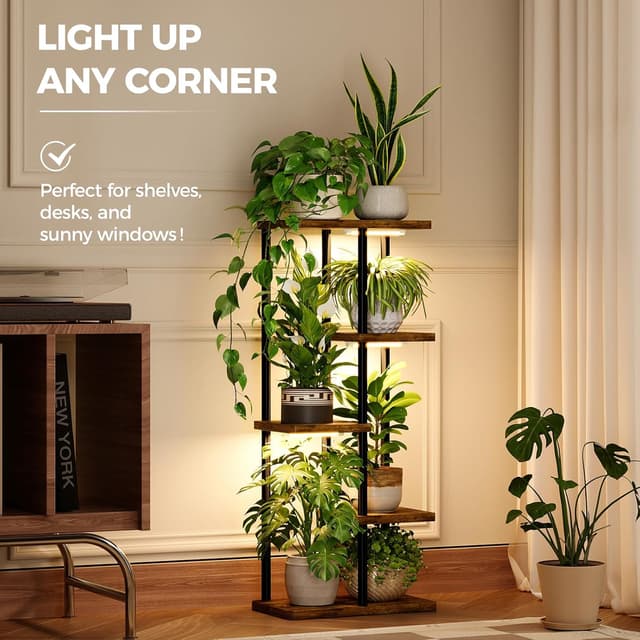 Detalle 2 de Bamworld mensola per piante da interno a 5 livelli con luce crescente