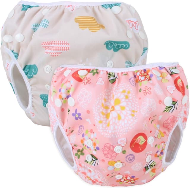 Detalle de Teamoy Reusable Swim Nappy (2 Packs) for Baby Boys & Girls – Adjustable, Washable Swimwear Nappies for Swimming Lessons & Holidays