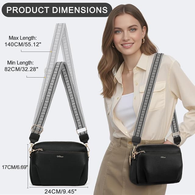 Detalle 2 de HILAEX Anti-Diebstahl Umhängetasche Damen (RFID-Blockierung) – mittelgroß, mit breitem verstellbarem Gurt